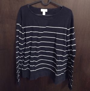 Loft Black and white striped sweater size XL